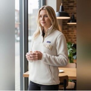 Patagonia Cream and Light Tan Fleece Pullover
